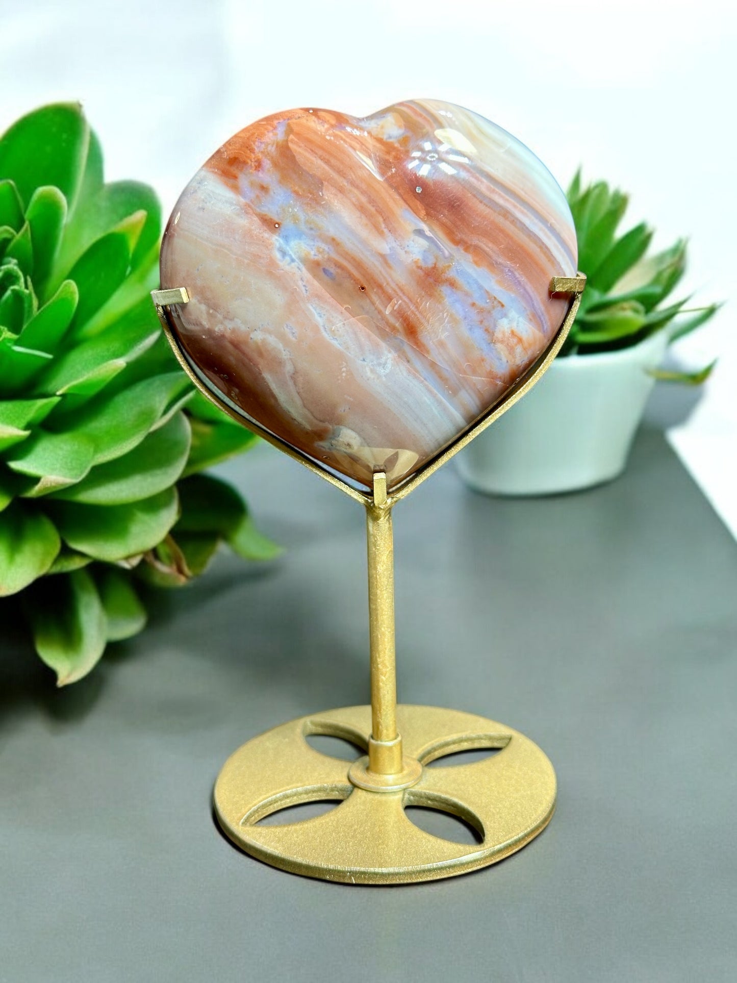 Ocean Jasper Heart on stand