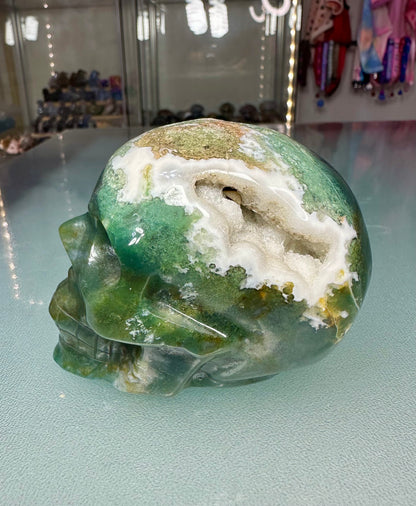 Moss Agate Skull