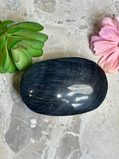 Blue Tigers Eye Palm Stone