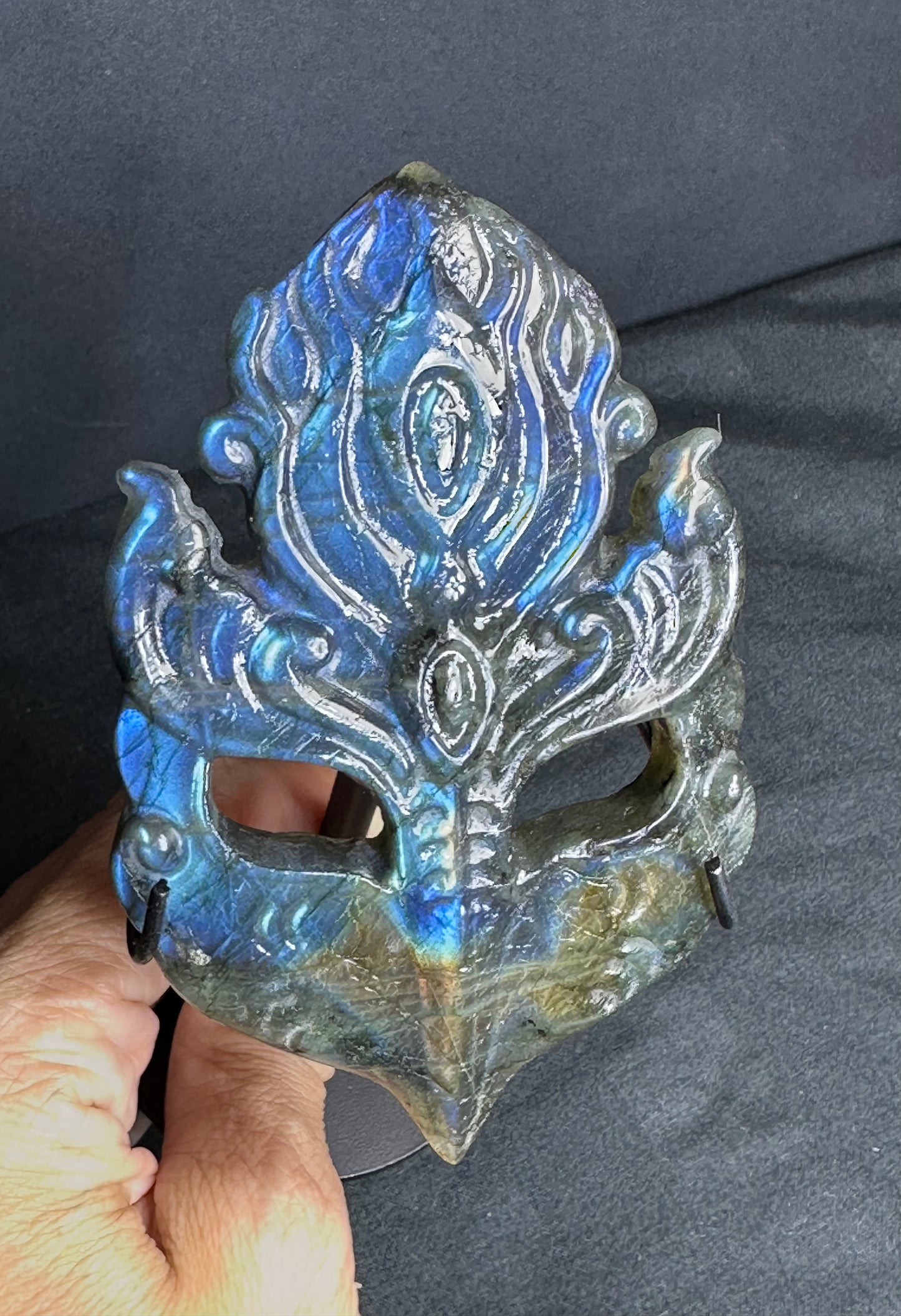 Labradorite Mask on stand