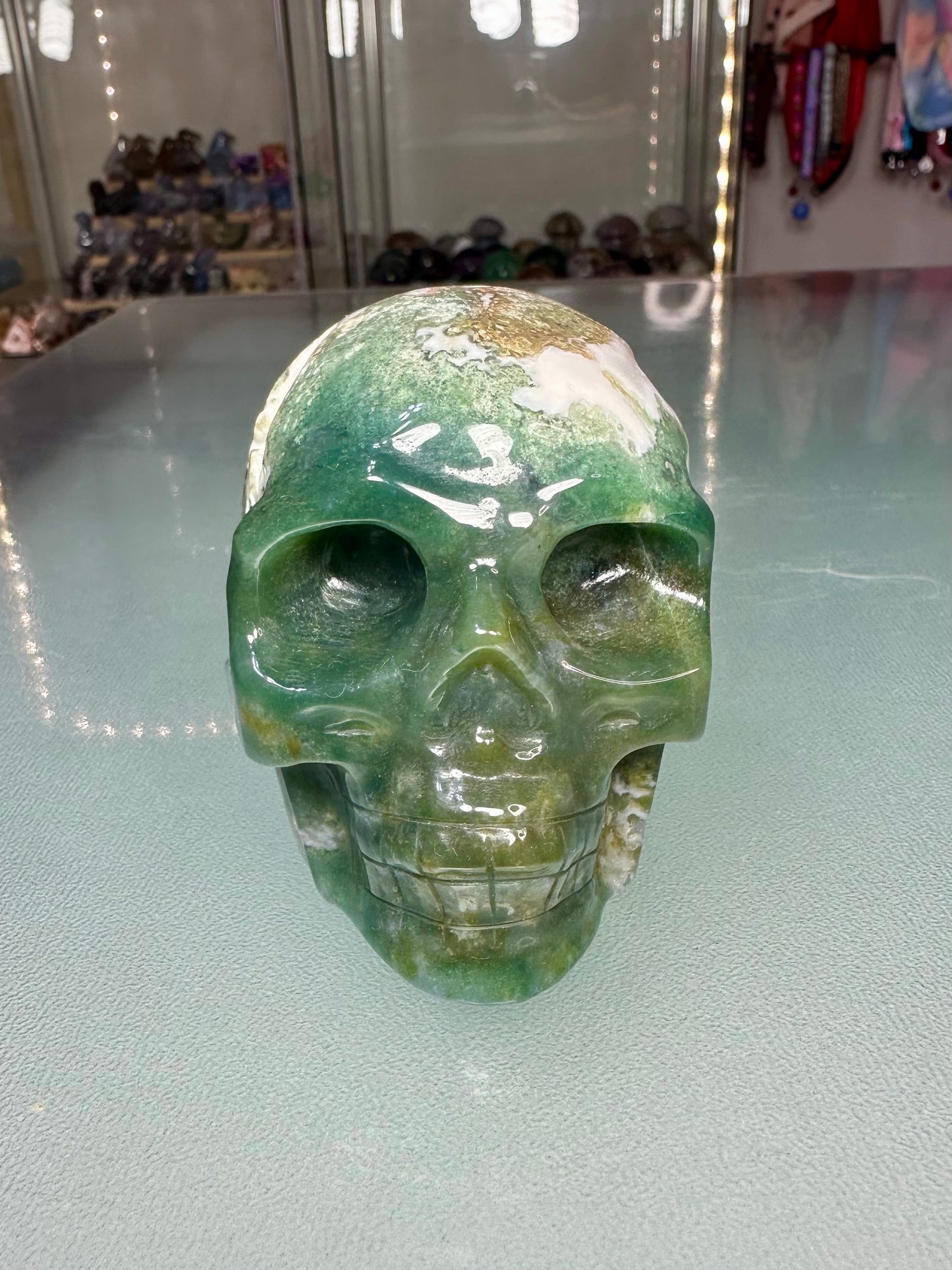 Moss Agate Skull