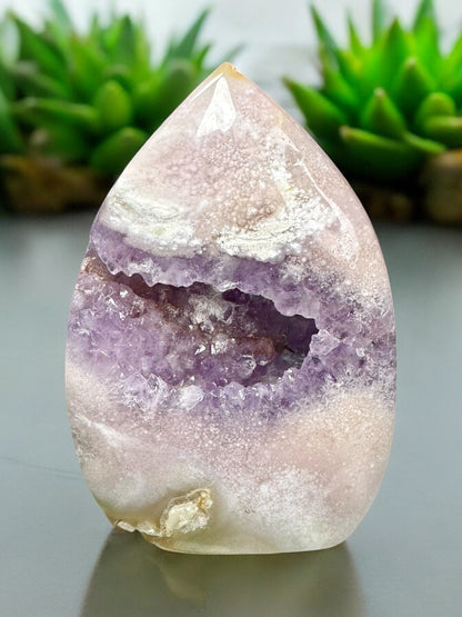 Pink Amethyst Druzy Freeform