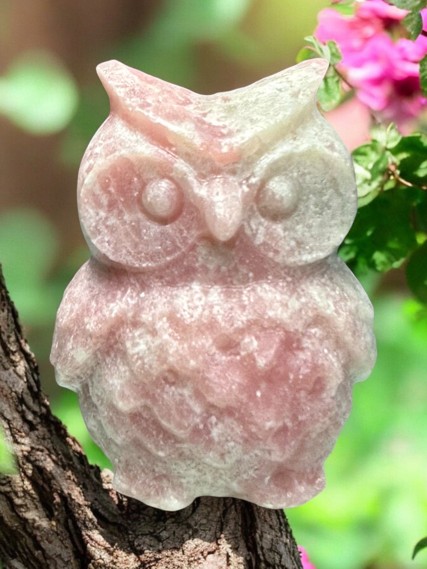 Pink Opal Crystal Owl