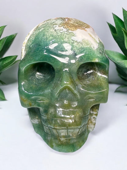 Moss Agate Skull