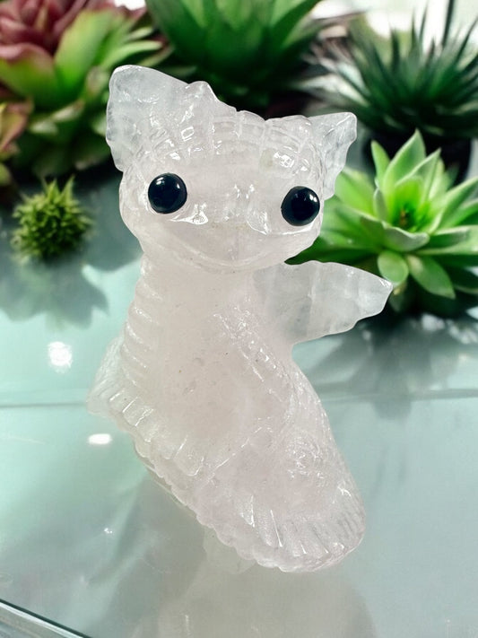 Rose Quartz Crystal Dragon