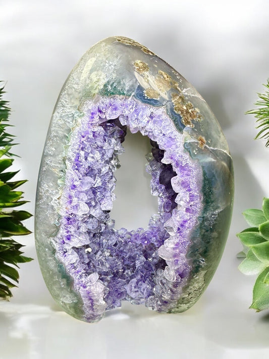 Rainbow Amethyst Druzy Geode Freeform