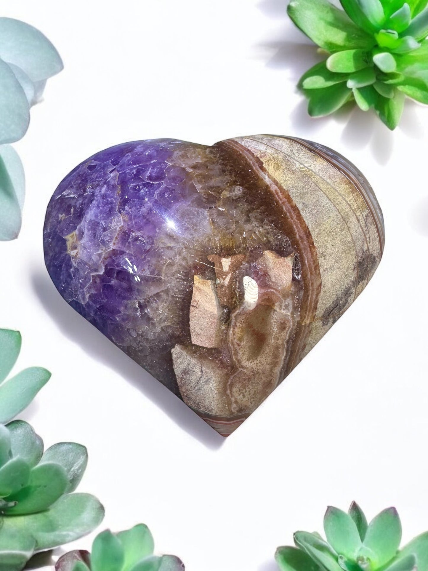 Amethyst & Crazy Lace Agate Crystal Heart