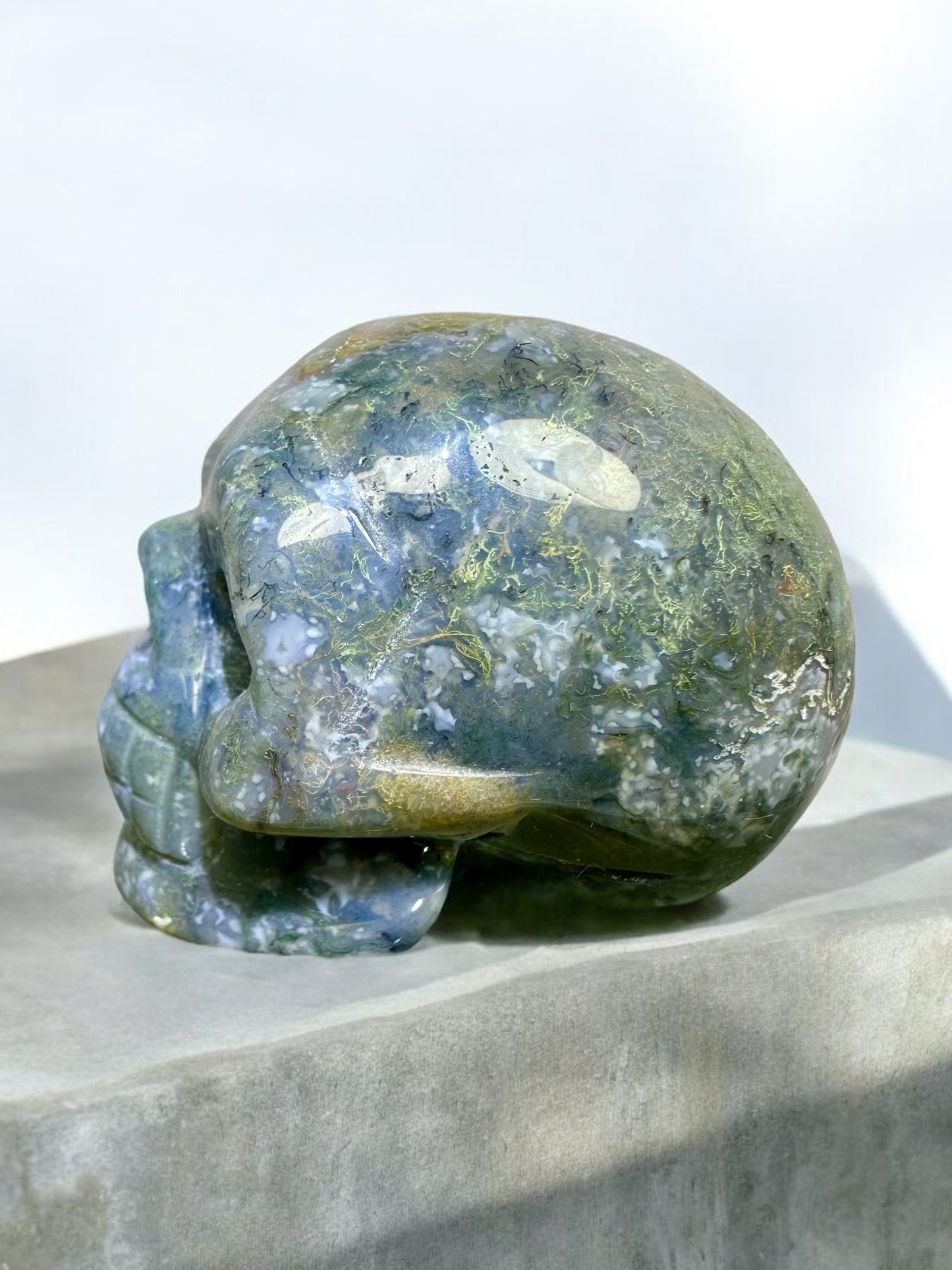 Moss Agate Skull