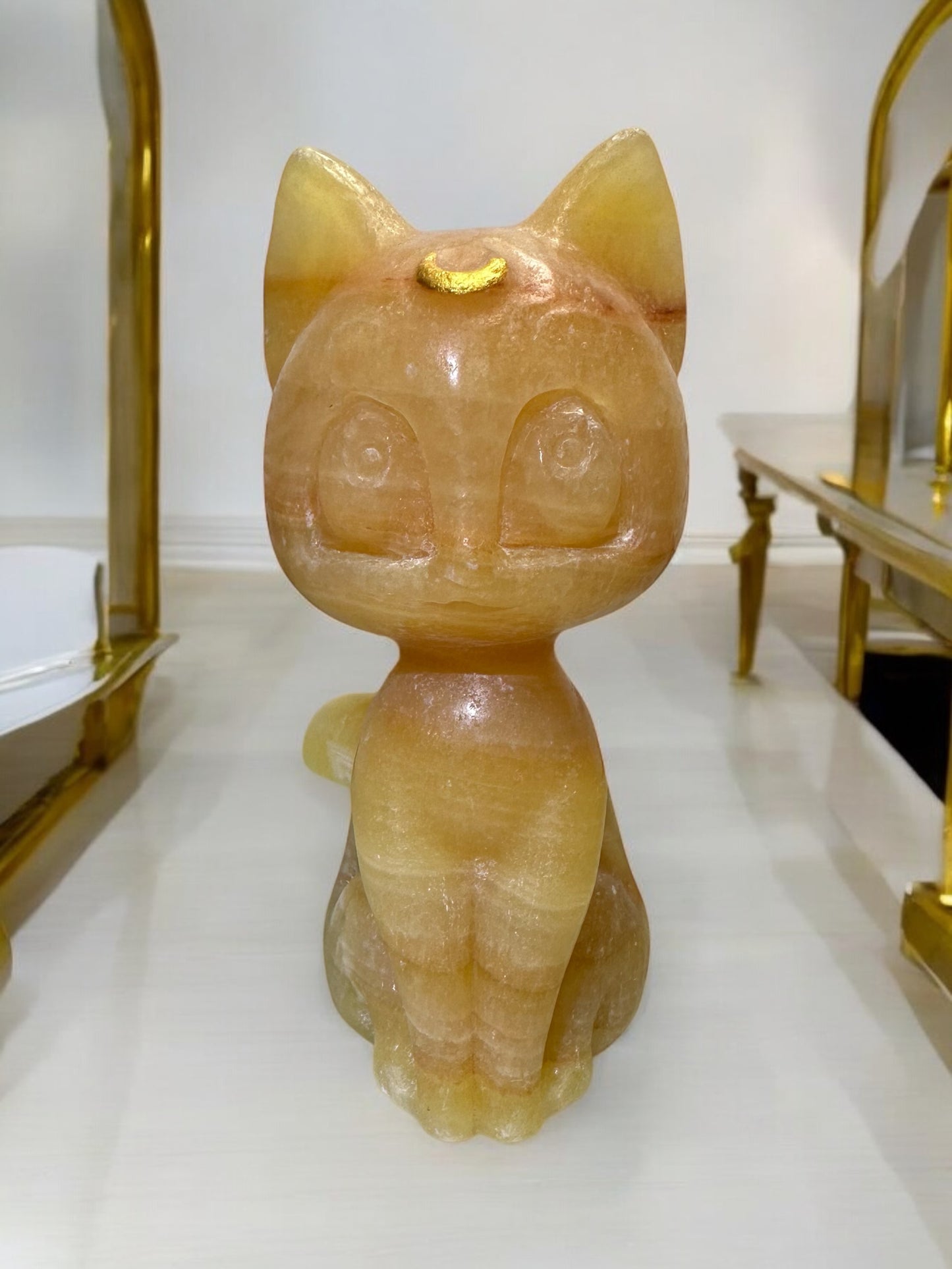 Golden Calcite Luna Cat