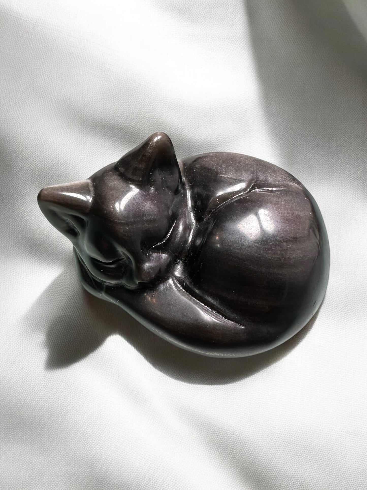 Silver Obsidian Sleeping Cat