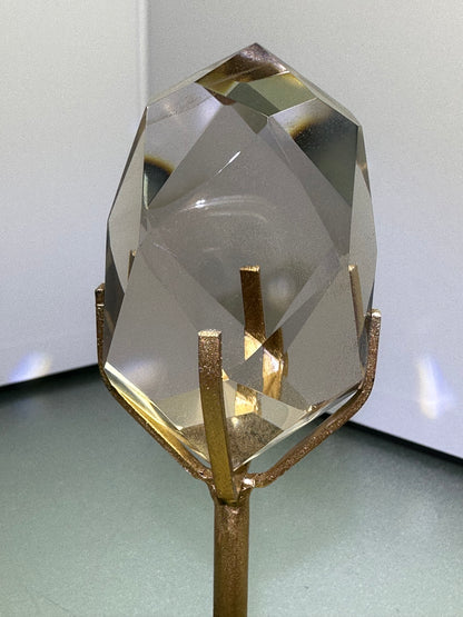 Faceted Smokey Quartz on stand