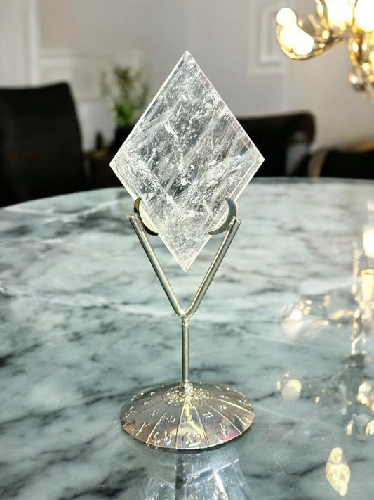 Clear Quartz Diamond on stand