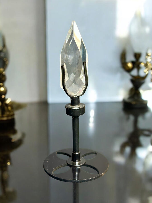 Clear Quartz Faceted Tear Drop on stand