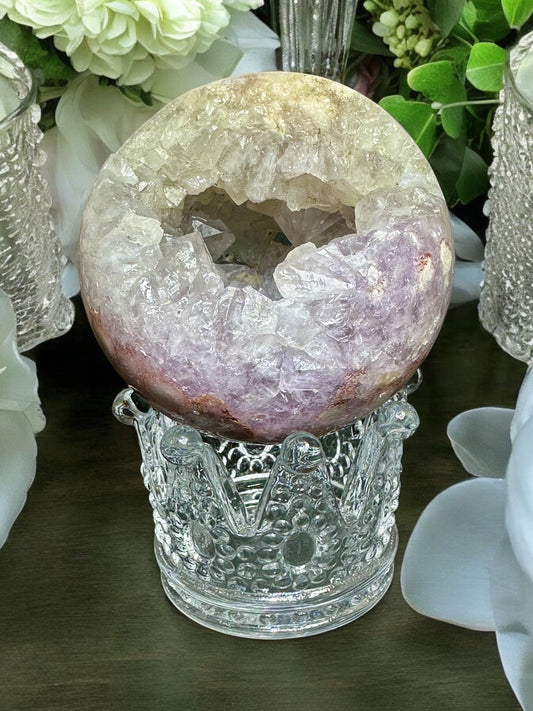 Pink Amethyst/Flower Agate Hybrid Spere