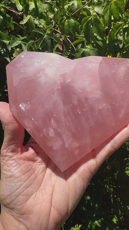 Large Faceted Rose Quartz Heart