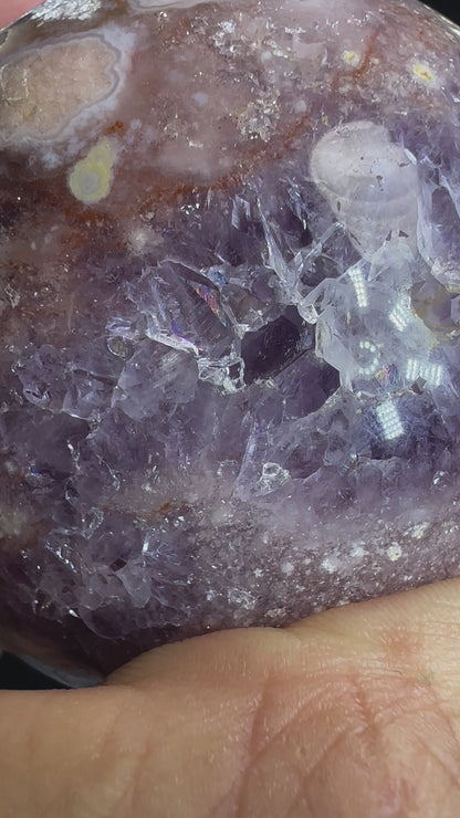 Pink Amethyst/Flower Agate Hybrid Spere