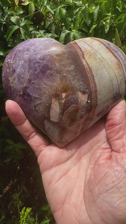 Amethyst & Crazy Lace Agate Crystal Heart