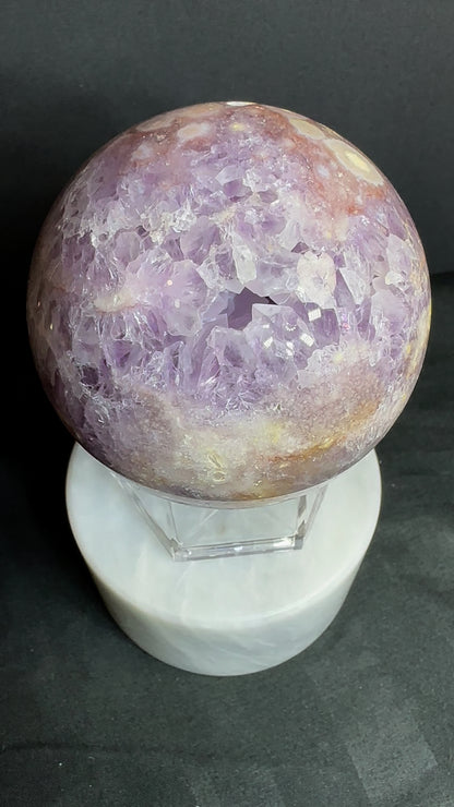 Pink Amethyst/Flower Agate Hybrid Spere