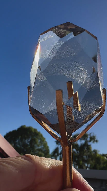 Faceted Smokey Quartz on stand